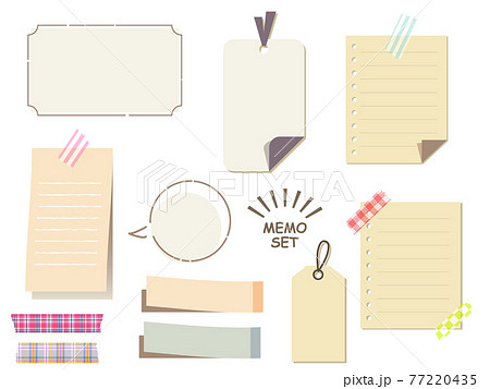 メモと付箋のフレームセットのイラスト素材