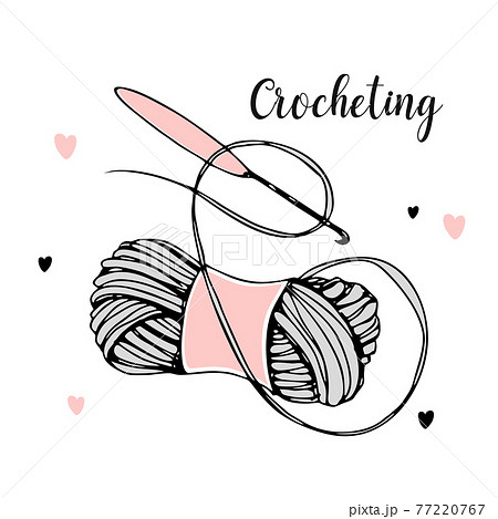 A ball of yarn with a crochet hook. Vector - Stock Illustration