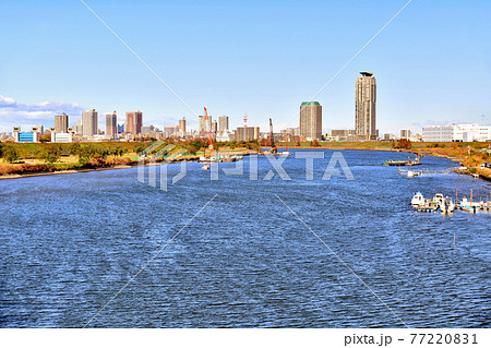 鹿浜橋より川口市中心街方面を望む(東京都足立区)【2020.11】 鹿浜橋より川口市中心街方面を望む(東京都足立区)【2020.11】 77220831