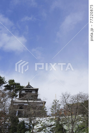 福井県坂井市冬晴れの丸岡城 77220875