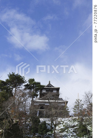 福井県坂井市冬晴れの丸岡城 77220876