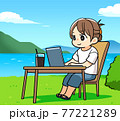 ワーケーションをする女性のイラスト 77221289