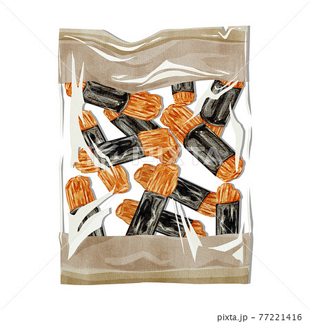 日本のお菓子「おかき」手描き水彩風イラスト 日本のお菓子「おかき」手描き水彩風イラスト 77221416