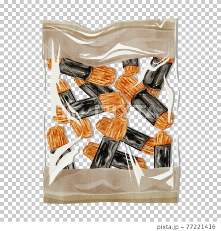 日本のお菓子「おかき」手描き水彩風イラスト 日本のお菓子「おかき」手描き水彩風イラスト 77221416