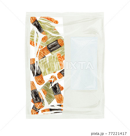 日本のお菓子「おかき」手描き水彩風イラスト 77221417
