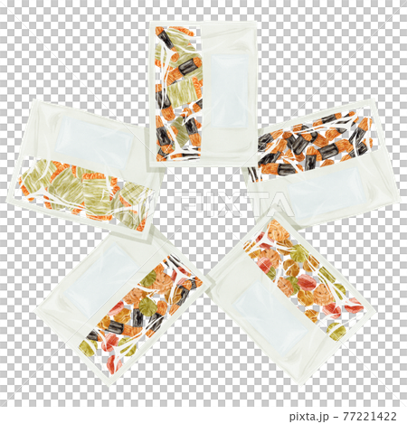 日本のお菓子「おかきとあられ」手描き水彩風イラスト 77221422