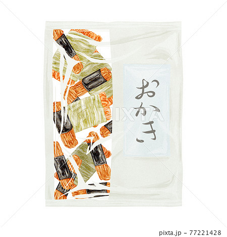 日本のお菓子「おかき」手描き水彩風イラスト 77221428
