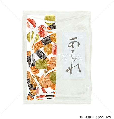日本のお菓子「あられ」手描き水彩風イラスト 77221429