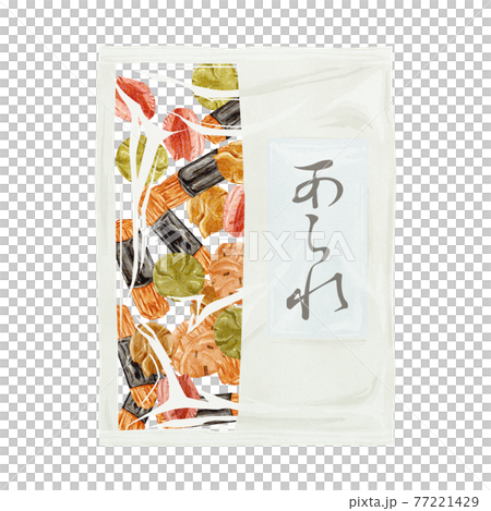 日本のお菓子「あられ」手描き水彩風イラスト 77221429