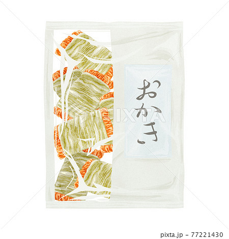 日本のお菓子「おかき」手描き水彩風イラスト 77221430