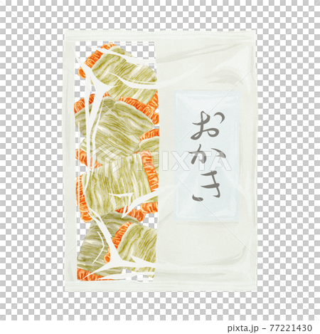 日本のお菓子「おかき」手描き水彩風イラスト 77221430