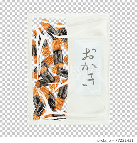 日本のお菓子「おかき」手描き水彩風イラスト 日本のお菓子「おかき」手描き水彩風イラスト 77221431