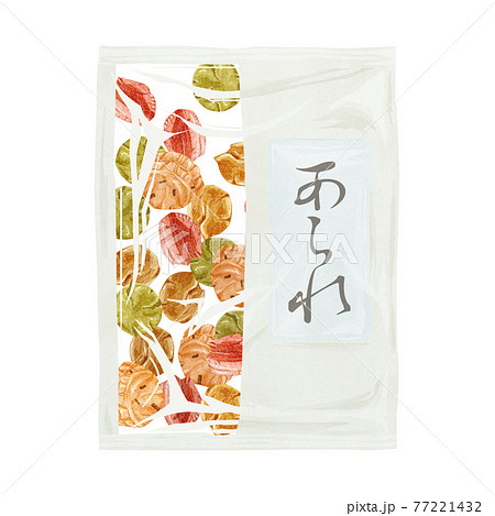 日本のお菓子「あられ」手描き水彩風イラスト 日本のお菓子「あられ」手描き水彩風イラスト 77221432