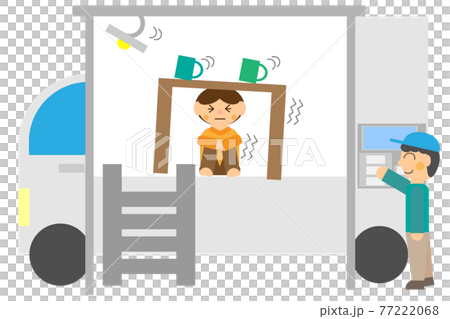 起震車とそれを体験する人 77222068