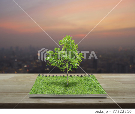 Tree growing from an open book, Business ecological concept 77222210