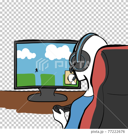 ゲーム配信する人のイラスト素材
