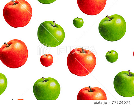 Red And Green Apple Seamless Pattern Hand のイラスト素材