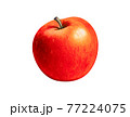 ripe picturesque red apple - drawing with colored pencils hand painted illustration. isolated on white background with clipping path for easy use 77224075