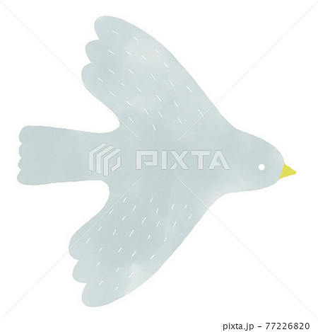 青い鳥の水彩イラスト 右向きのイラスト素材