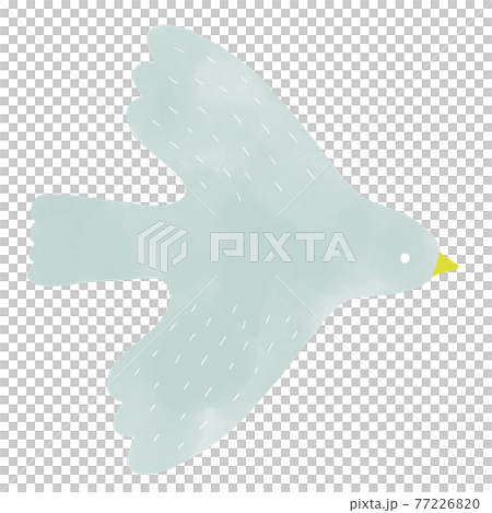 青い鳥の水彩イラスト 右向きのイラスト素材