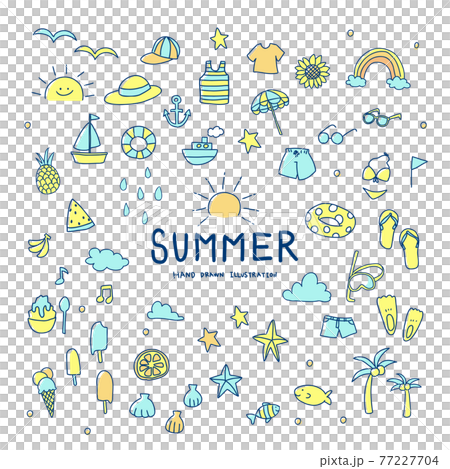 Summer hand-painted illustration set color Summer hand-painted illustration set color 77227704