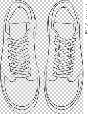スニーカー 靴 手書き イラスト 線画のイラスト素材