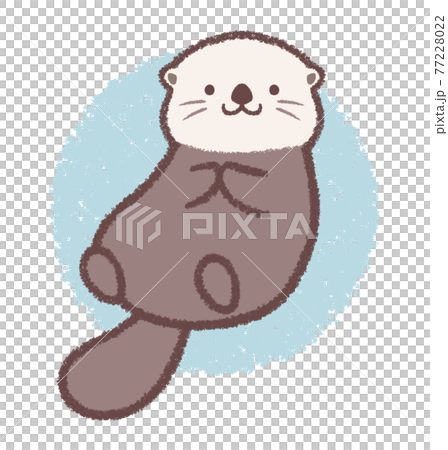 手を組むラッコ背景付き 77228022