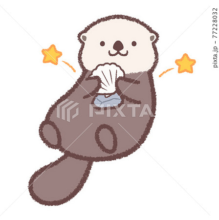 Sea Otter Breaking Scallops With Stones Stock Illustration