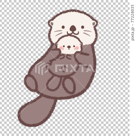 ラッコの親子 77228035