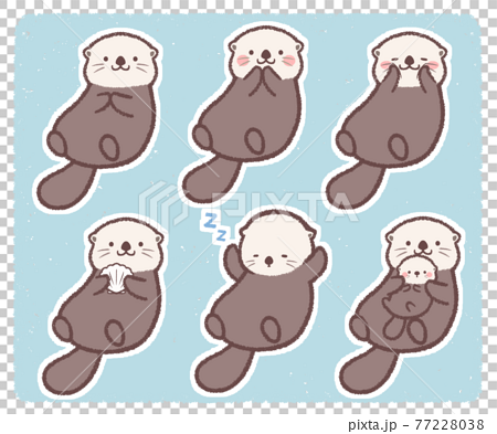 Sea Otter Variation Set With Background Stock Illustration