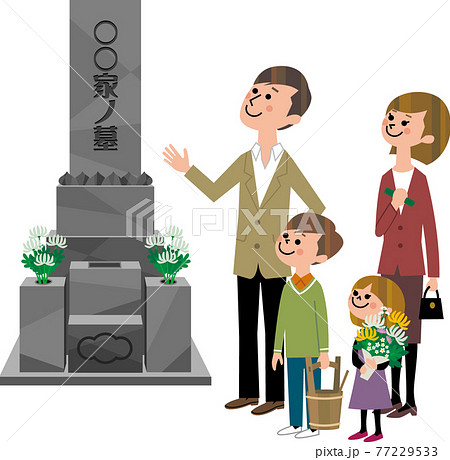 家族で墓参り 家族で墓参り 77229533