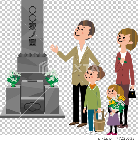 家族で墓参り 家族で墓参り 77229533