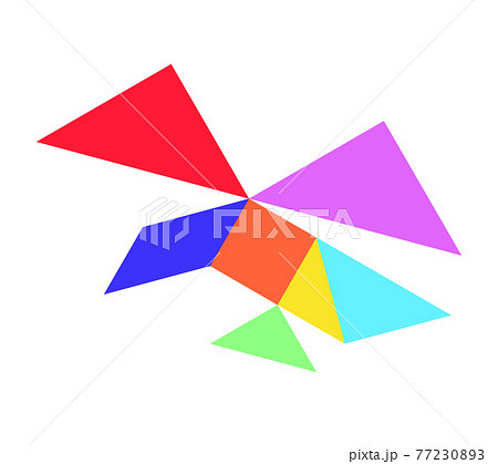 Color tangram puzzle in flying bird shape on white background 77230893