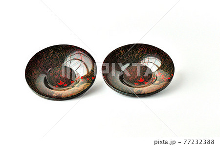 津軽塗奈々子塗の茶たく桐の花 77232388