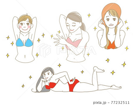 脱毛してキレイになった水着の女の子のイラスト素材