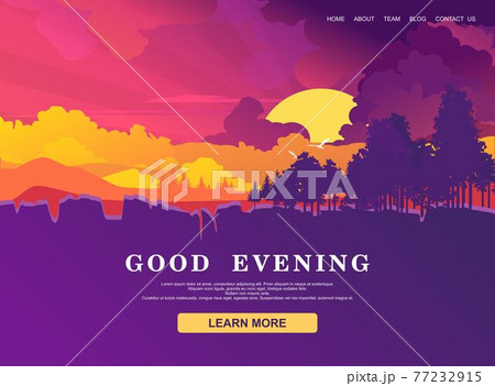 minimalistic natural landscape evening sunset 77232915