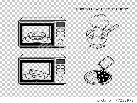 How to warm retort curry illustration (line) 77232972