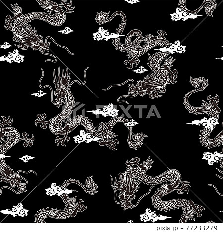 日本的な龍の柄 のイラスト素材