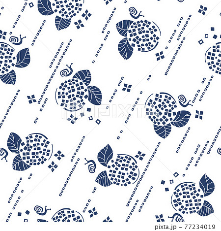 アジサイの和調柄 のイラスト素材