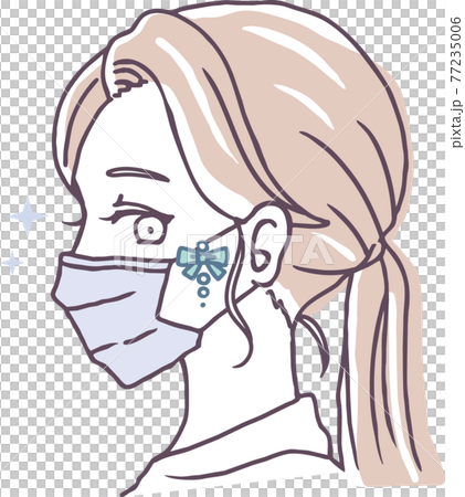マスクにアクセサリーをつけた女性のイラスト素材 77235006