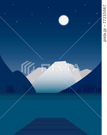 風景　ブライエス湖　lago　di　braies　夜 77235067