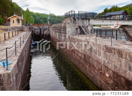 Hogga lock Telemark Canal Telemark Norway Hogga lock Telemark Canal Telemark Norway 77235189