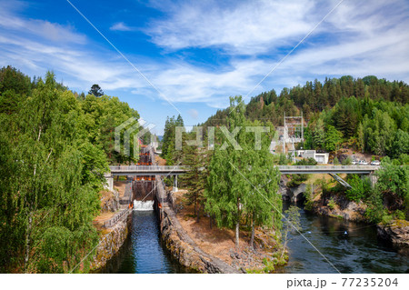Vrangfoss staircase locks and power plant Telemark Canal  Telemark Norway 77235204