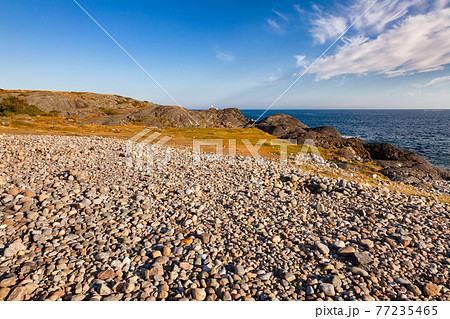 Cobble deposit at Molen UNESCO Global Geopark Larvik Vestfold Norway Scandinavia 77235465