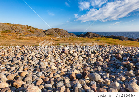 Cobble deposit at Molen UNESCO Global Geopark Larvik Vestfold Norway Scandinavia 77235467