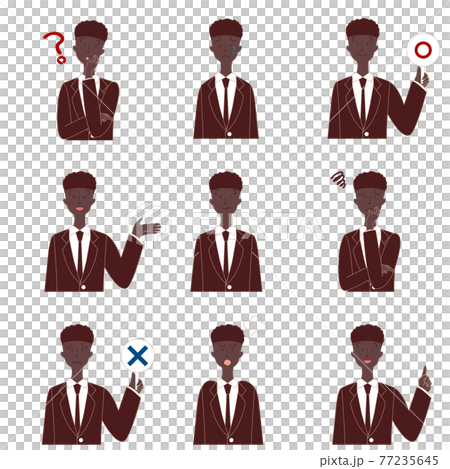 黒人男性　ビジネスマン　表情 77235645