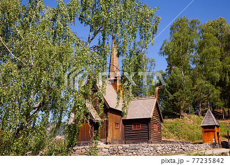 Garmo stave church Maihaugen Folks museum Lillehammer Oppland Norway Scandinavia 77235842
