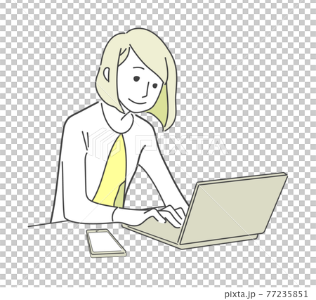 A woman relaxing and working on a computer-smartphone A woman relaxing and working on a computer-smartphone 77235851