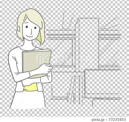 Image illustration of a woman working brightly in the office Image illustration of a woman working brightly in the office 77235853