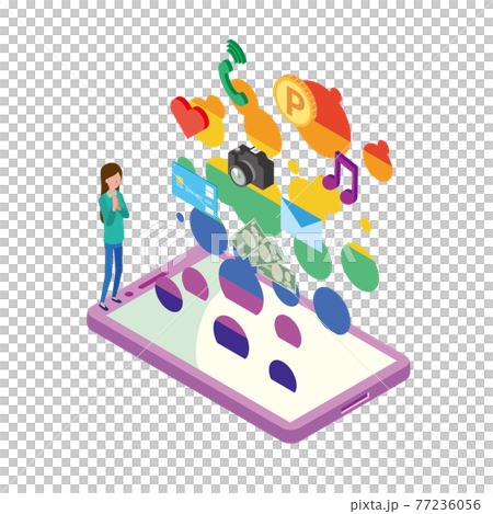 スマートフォンからテクノロジーが生まれるイメージイラスト 77236056
